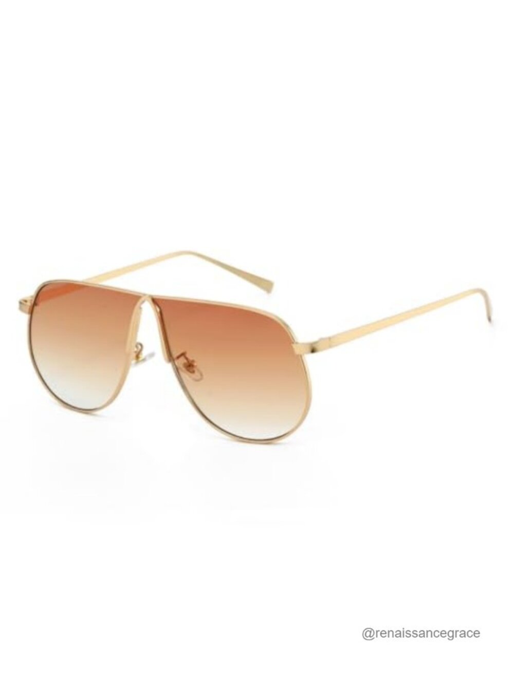 Oversized Gold Metal Frame Aviator Sunglasses with UV Protection